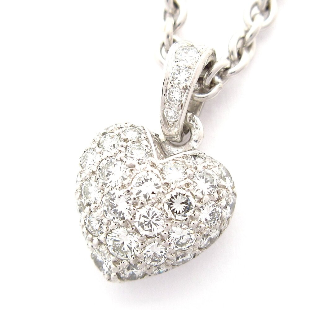 Cartier Heart Pavรฉ Necklace 18K White Gold Diamond